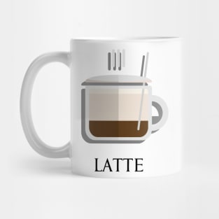 Hot Latte coffee front view in flat design style Mug